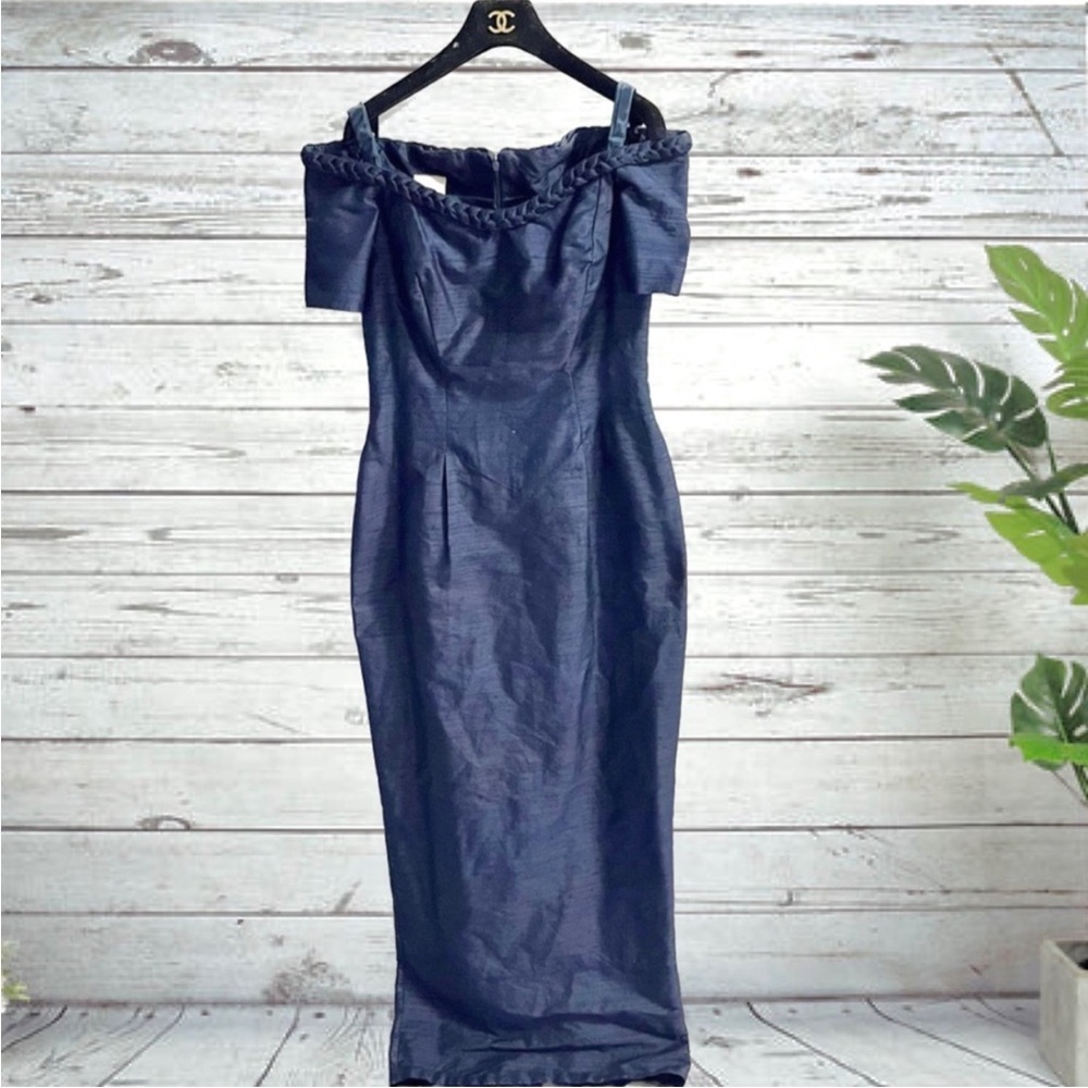 Watters and Watters Vintage 100% Silk Off Shoulder Gown